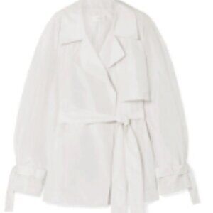 THE ROW Keera Belted Silk-taffeta Jacket In White MSRP $3407 - $3780